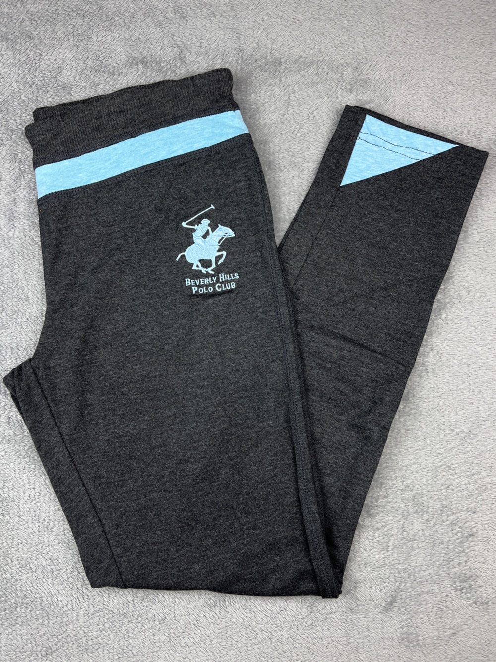 Beverly Hills Polo Club Women’s Large Leggings Black Blue Athleisure Lightweight